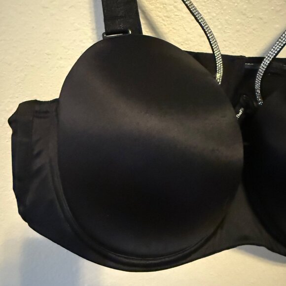 Torrid Plus Size 44D Black Bombshell Everyday Strapless Boost Bra Rhinestone - Picture 2 of 4
